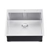 25 inch Kitchen Sink Workstation, 304 Stainless Steel Top Mount Sinks, Drop-In Single Bowl Farmhouse Basin with Accessories