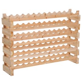 Elegant 72-Bottle Wooden Wine Rack, Stackable Storage, Natural Wood Finish, for Kitchen or Cellar