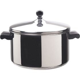 Classic Series 6 Quart Stainless Steel Stockpot with Lid, Induction Compatible, Metal Utensil and Dishwasher Safe, Stainless Steel
