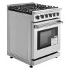 Gas Range Oven, 30 Inches Width, Freestanding Stainless Steel Stove and Oven with 5 Sealed Cooktop Burners, Easy Reach Racks, Storage Drawer