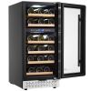 Wine Cooler, 28 Bottle Dual Zone Wine Fridge, Mini Wine Cooler Refrigerator with Glass Door, Adjustable Shelves, Digital Temperature Control
