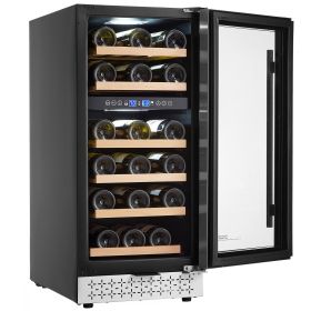 Wine Cooler, 28 Bottle Dual Zone Wine Fridge, Mini Wine Cooler Refrigerator with Glass Door, Adjustable Shelves, Digital Temperature Control