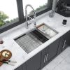 Single Bowl Undermount Workstation Kitchen Sink - 28" x 19" x 10" Inch 16 Gauge Stainless Steel Deep Sink