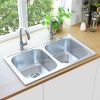 Kitchen Sink Double Basin with Strainer Stainless Steel