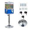 Commercial Vending Machine, Four Compartment Rotatable Gumball and Candy Dispenser, Adjustable Height Coin Operated Candy Bank with Iron Stand