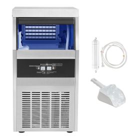 Commercial Ice Maker 110-120LBS/24H with 33LBS Bin 110v, Full Heavy Duty Stainless Steel Construction, Automatic Operation, Clear Cube for Home Bar