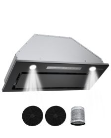 Range Hood Insert, 30Inch Built-in Kitchen Vent Hood, 800CFM Stainless Steel Stove Hood, with Gesture & Touch Control, LED Light, Baffle Filters