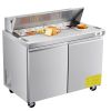 48"W Commercial Refrigerator, 12.5 Cu. Ft Sandwich Prep Refrigerated Table, Mega Top Food Prep Fridge with 12 Pans and Cutting Board