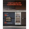 Wine Cooler, 28 Bottle Dual Zone Wine Fridge, Mini Wine Cooler Refrigerator with Glass Door, Adjustable Shelves, Digital Temperature Control