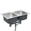 Kitchen Sink Double Basin with Strainer Stainless Steel