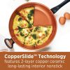 Glide Copper 12.5 Inch Ceramic Nonstick Deep Frying Pan with Helper Handle, Dishwasher Safe, Black