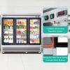 72" Cu Ft Three Glass Door Commercial Reach-In Display Refrigerator, Triple-Door Merchandiser Cooler 33-41F, Stainless Steel, R290, ETL DOE