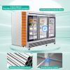 72" Cu Ft Three Glass Door Commercial Reach-In Display Refrigerator, Triple-Door Merchandiser Cooler 33-41F, Stainless Steel, R290, ETL DOE