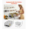 Commercial Food Warmer, 1200W Electric Stainless Steel Steam Food Warmer, Fast Heating Countertop Buffet Bain Marie with Two 1/2 Size Food Pans