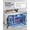 48"W Commercial Refrigerator, 12.5 Cu. Ft Sandwich Prep Refrigerated Table, Mega Top Food Prep Fridge with 12 Pans and Cutting Board