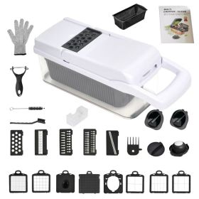 26 In 1 Vegetable Chopper With Container And Lid Manual Hand Veggie Chopper Food Processor For Onion Garlic Multifunctional Kitchen Dicer Chopper (Option: Default)