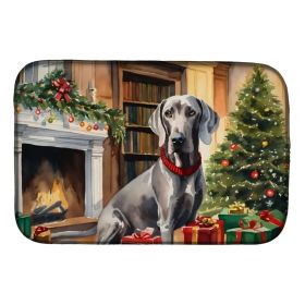 Weimaraner Cozy Christmas Dish Drying Mat Absorbent Dish Drying Mat Pad for Kitchen Counter Dish Drainer Mat for Countertop, 14 x 21", Multicolor (Option: Default)