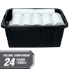 27 Gallon Large Storage Bin with Snap Lid, Black and Red, Heavy Duty Plastic Storage Container