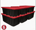 27 Gallon Large Storage Bin with Snap Lid, Black and Red, Heavy Duty Plastic Storage Container