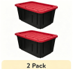 27 Gallon Large Storage Bin with Snap Lid, Black and Red, Heavy Duty Plastic Storage Container