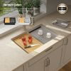 28*19 inch Quartz Stone Workstation Kitchen Sink Under-mount Single Bowl Granite Composite Sink with Roll-up Drying Rack, Cutting Board