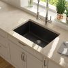 28*19 inch Quartz Stone Workstation Kitchen Sink Under-mount Single Bowl Granite Composite Sink with Roll-up Drying Rack, Cutting Board