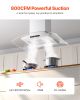 Wall Mount Range Hood, 36 inch Chimney-Style Ceiling Mount Vent, 800 CFM Stainless Steel Kitchen Stove Hood with Gesture & Touch Control, LED Light
